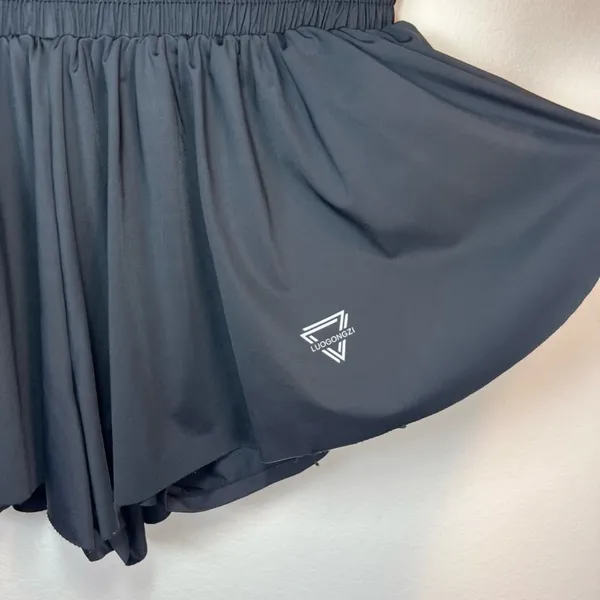 Luogongzi 2-in-1 Flowy Running Shorts Black Pull On Stretchy Gym Athletic Large - Image 4