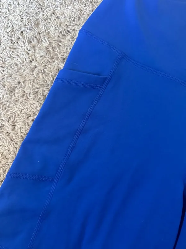 90 Degree By Reflex Cobalt Blue High-Waist Bike Shorts with Side Pockets / BB11 - Image 2