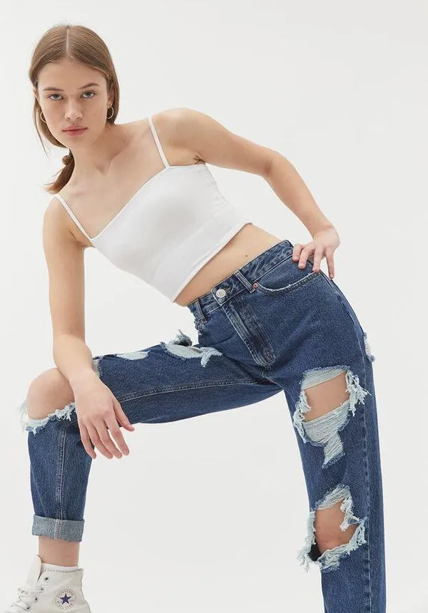 Urban Outfitters BDG High Waisted Mom Jeans Destroyed Medium Wash - Image 3
