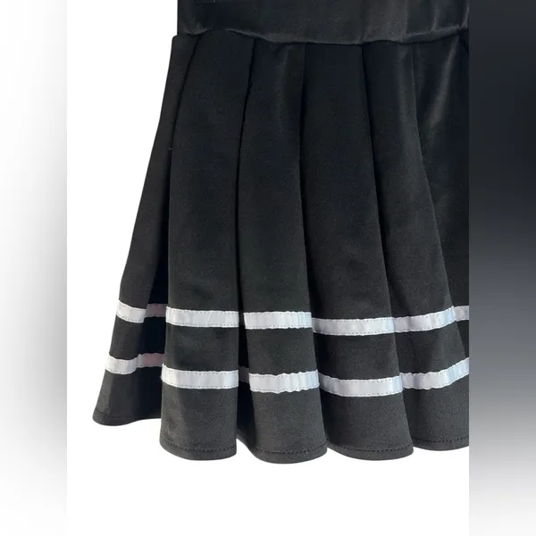 Spirit Halloween Pleated Cheerleader Mini Skirt Small Black White Stripe - Image 5