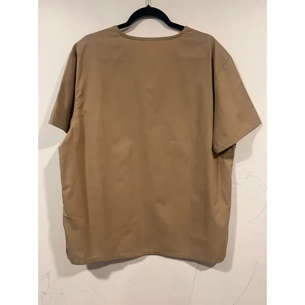 Dickies V-neck scrub top in tan Khaki Large - Image 3