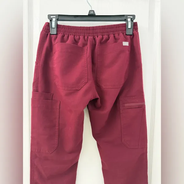 Figs Yola Skinny Burgundy Scrub Pants for Women (Size XXS/P) - Image 9