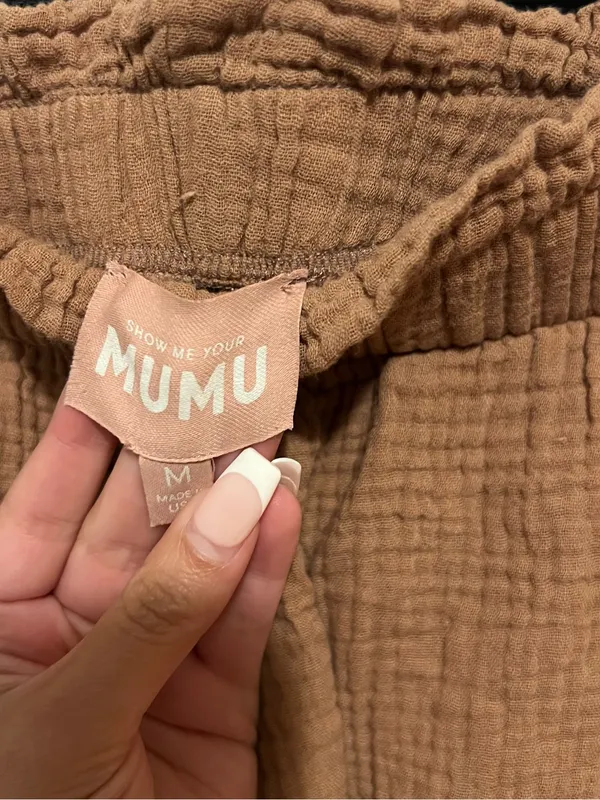 Show Me Your Mumu Women's Brown Ruffle Hem Pull-On Elastic Waist Shorts M - Image 4