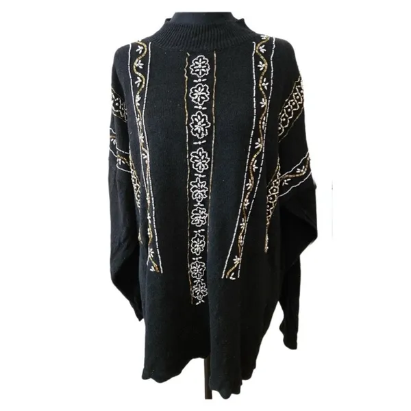 Vintage Victoria Jones size 4X gold silver ramie cotton sweater. - Image 2