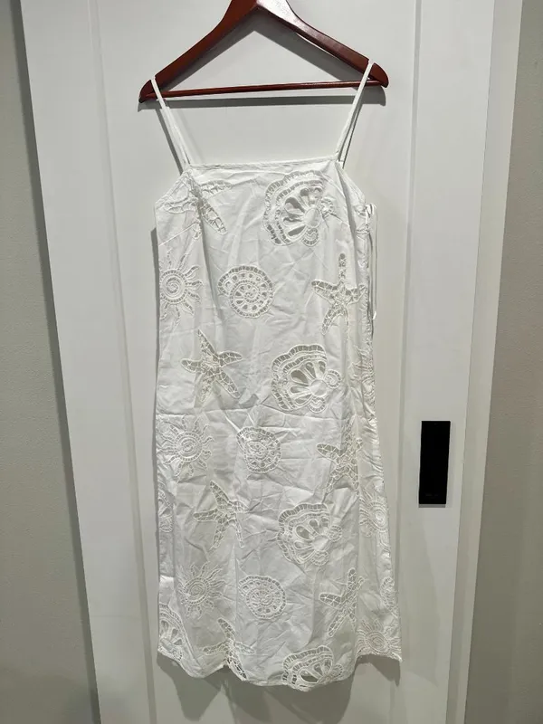 NWT Maude Club Ciel Seashell Eyelet Cotton Midi Dress White S - Image 2