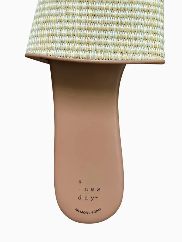 A New Day NWT Maren Natural Woven Raffia Slide Sandals Size 11 Memory Foam - Image 6