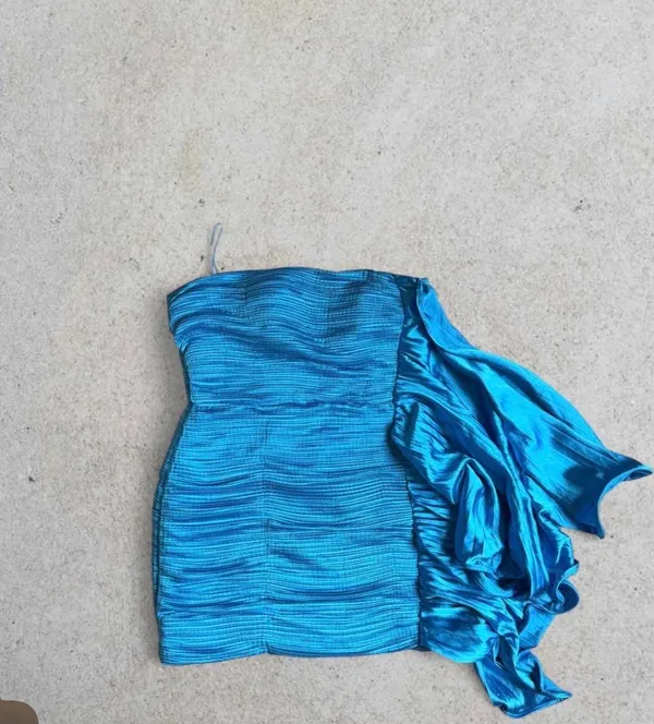 Amur Strapless Blue Midi Dress - Image 2