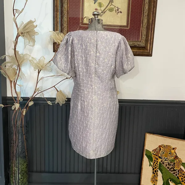NWT Greylin Cali Jacquard Silk Blend Puff Sleeve Mini Dress Lavender L🧡🎀 - Image 8