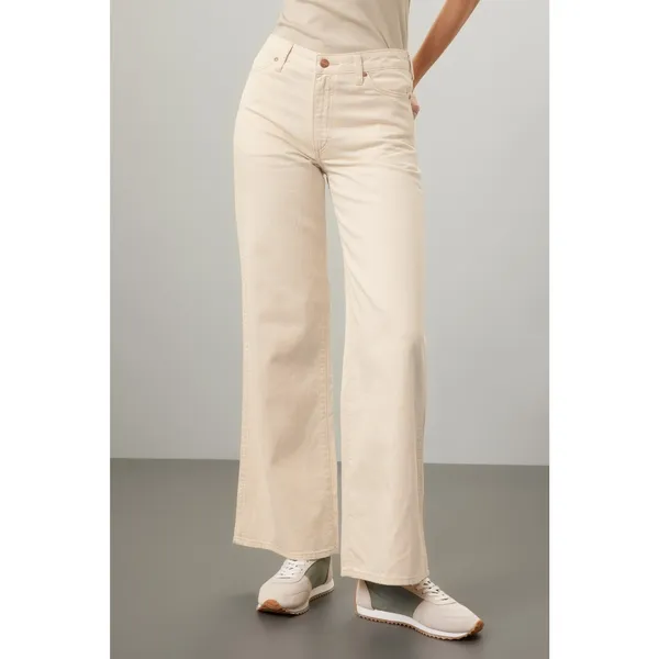 Wrangler World Wide Cream Wide Leg High Rise Western Denim Jeans Size 30x28 - Image 4