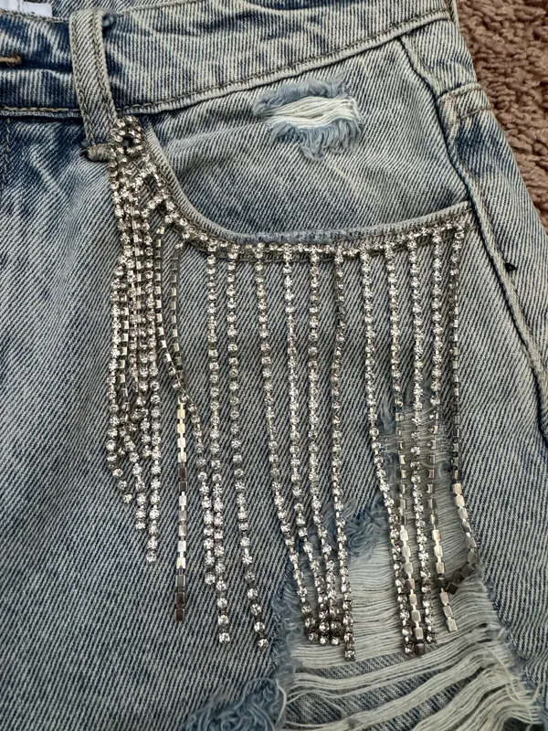 Adika Sparkly Denim Shorts - Image 3