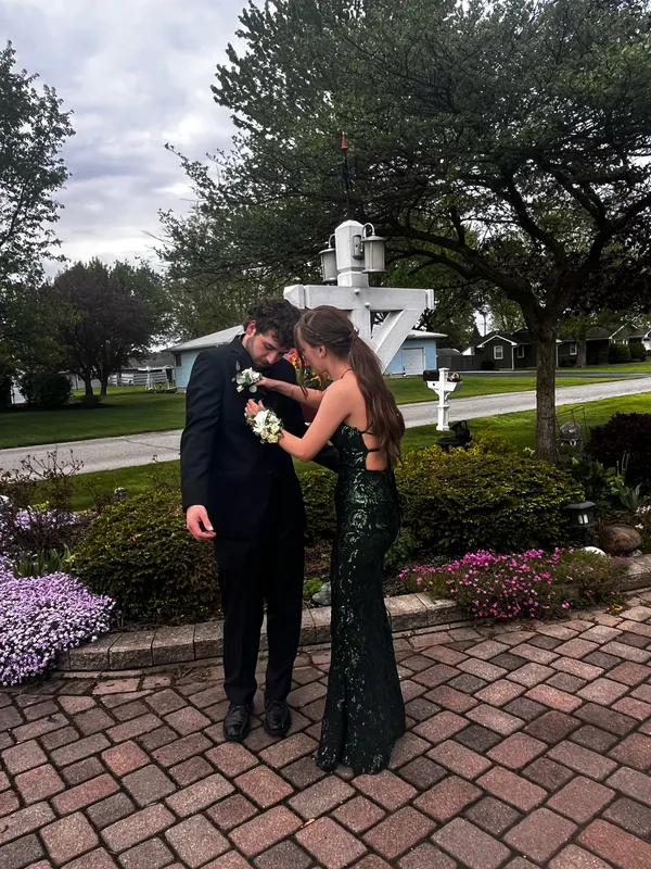 emerald green and black prom/ formal dress - Image 3
