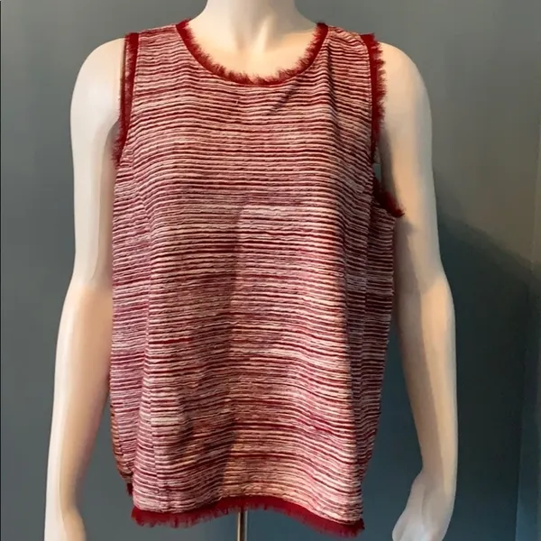ANTHROPOLOGIE Vanessa Virginia Indira Red Striped Sleeveless Shirt Top - Image 3