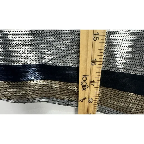 Lucy‎ Paris Sequin Crop Top Gold Silver Navy Striped Party Glam Y2K Size Medium - Image 5