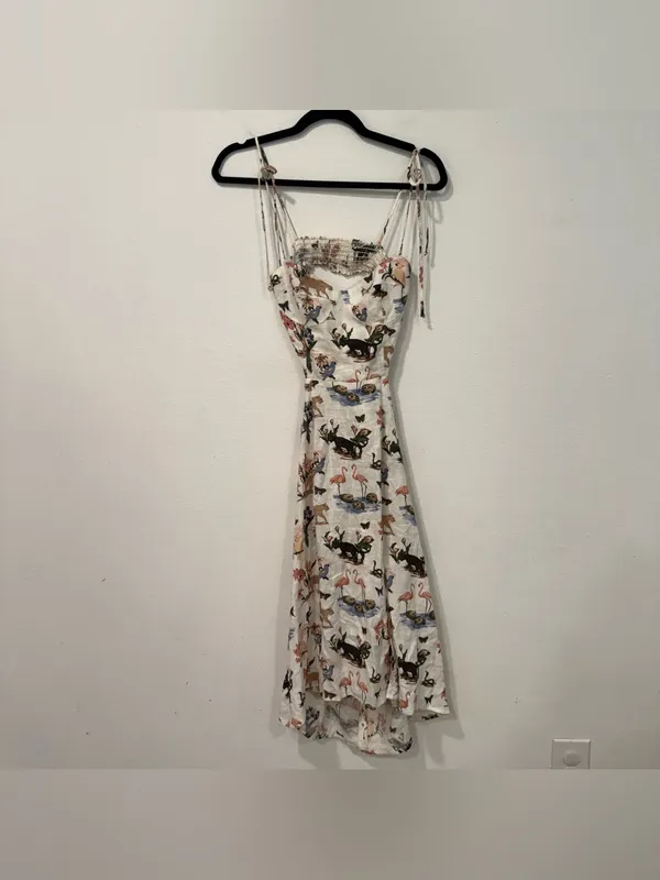 Reformation Alessa Janeiro Print Linen Midi Dress 0 - Image 2