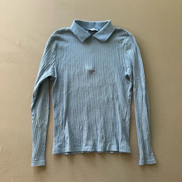 Meli Collared Half Zip Ribbed Top - Image 3