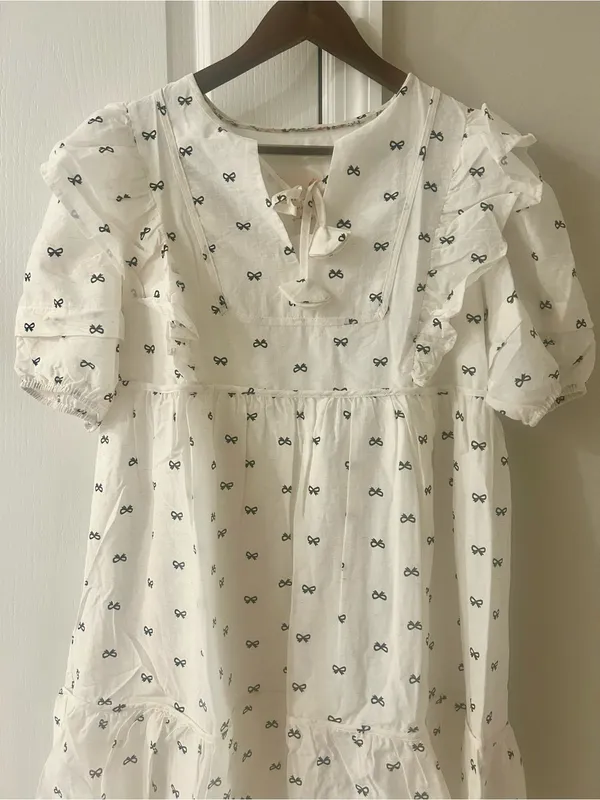 Umgee Off White Dress with Bow Print Size Small - Image 2