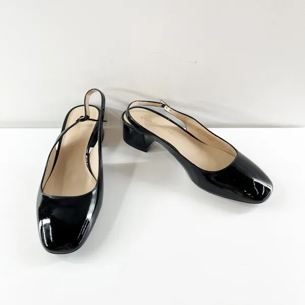 Stuart Weitzman Maeve Slingback Pump Heels Patent Leather Black 9.5 - Image 4