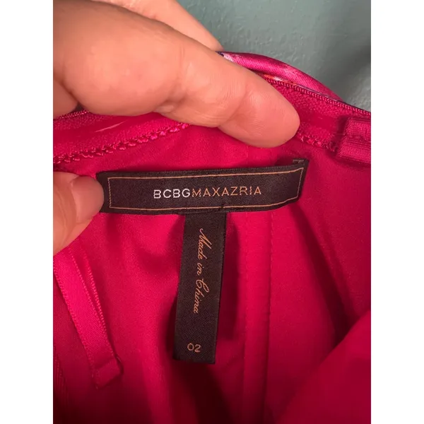 BCBGMAXAZRIA sz2 Pink/Red Floral Rosette Cocktail Party Mini Dress Bubble hoco - Image 3