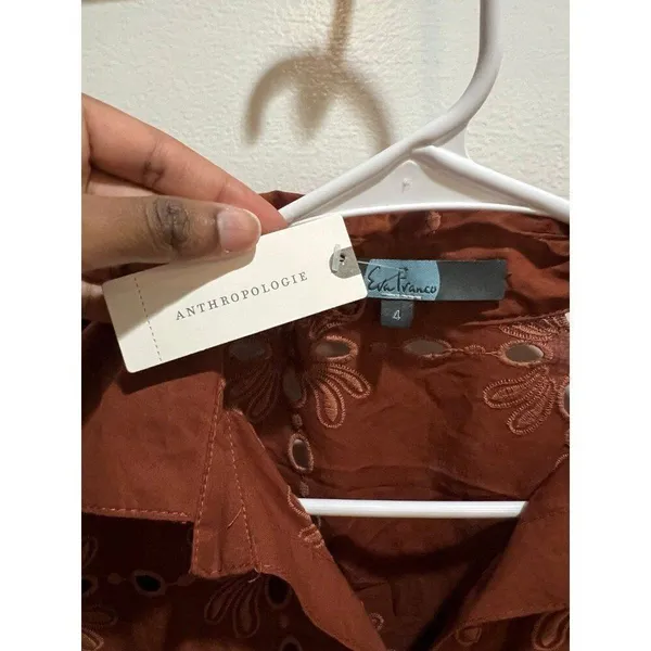 Anthropologie NWT Eva Franco Women Small Josie Eyelet Shirt Western Cowgirl Boho - Image 7