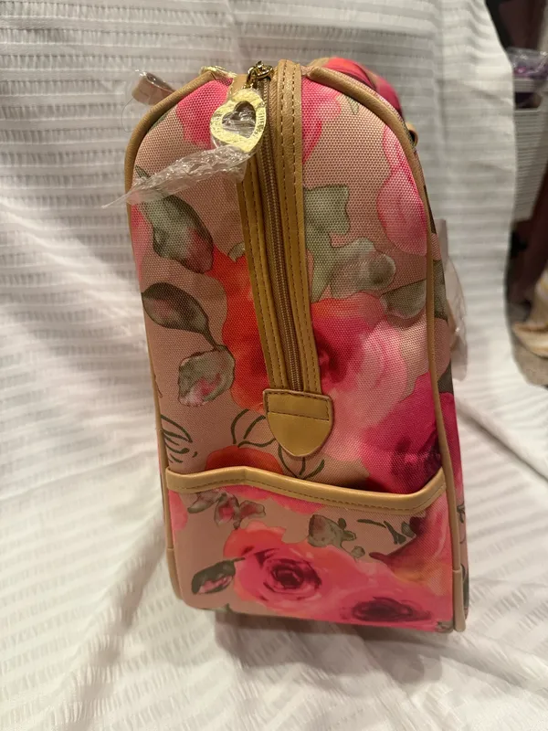 Caroline Hill NEW W TAGS Gi Gi. Hill pink floral spinner wheeled rolling carry on weekender bag - Image 5