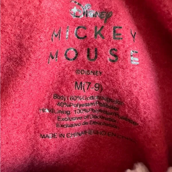 Mickey Mouse Red Fleece Hoodie Sweatshirt Forever Original Classic Disney WDW - Image 6