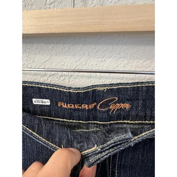 Riders Copper Women 15M Blue‎ Jean Long Dark Wash Flared Panel - Image 3