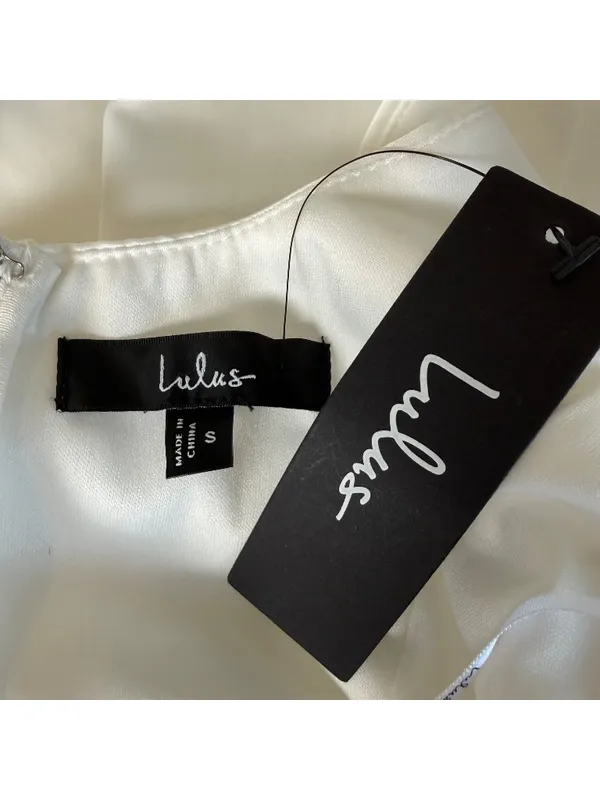 NWT Lulus Regal Cutie Satin Mini Dress Womens Small White Bridal Bachelorette - Image 3