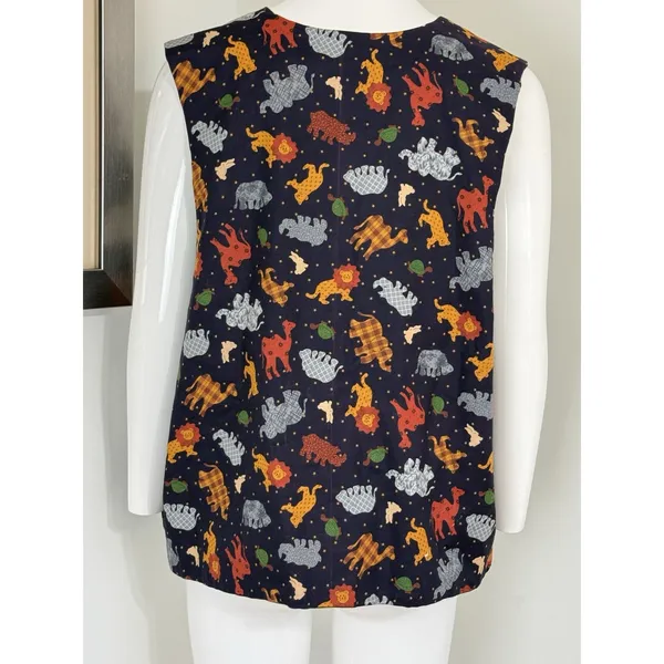 Vintage 90s Handmade Noah’s Ark Patchwork Reversible Vest Women’s Size L Boho - Image 5