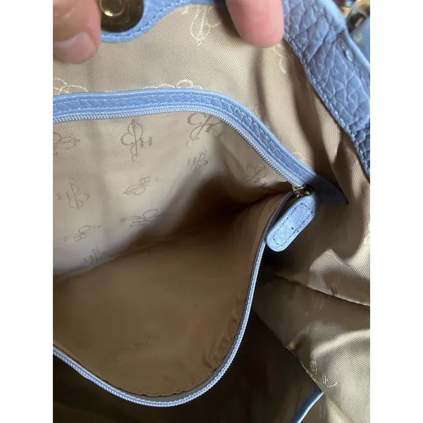 Cole Haan Village II Marcy Market Tote Bag Purse Pebbled Leather‎ Light Blue - Image 15