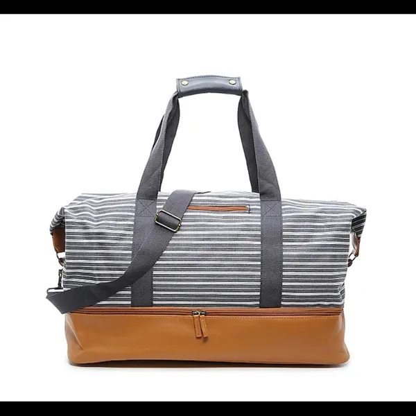 Blue and white Stripe weekender bag by DSW - Image 4