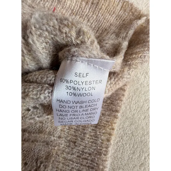 NWT Easel Los Angeles Pointelle Knit Polo Sweater Oatmeal Beige Wool Blend Large - Image 7