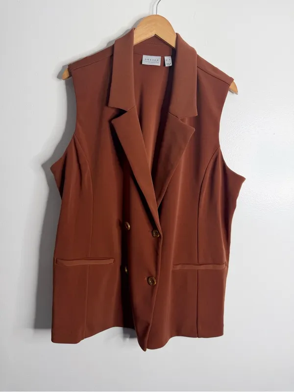 GRAVER Susan Graver Fusion‎ Regular Double Breasted Sleeveless Blazer XL - Image 2