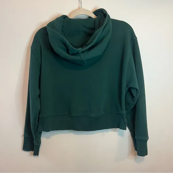 Zara Womens Cropped Hunter Green Hoodie Sweatshirt Small - Image 10