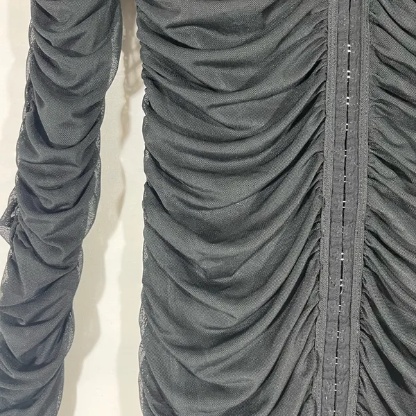 Fiestar Bodycon‎ Ruched Dresss Front W/Hook & Closure Sz L Black New - Image 4