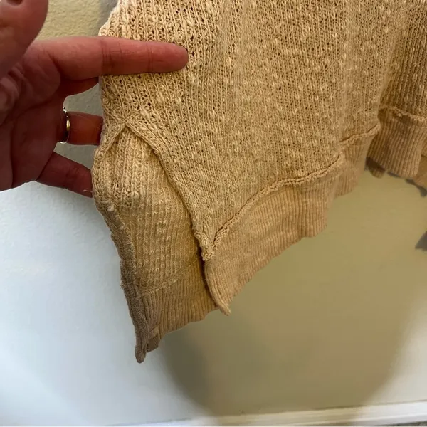 Free People We The Free Tommy Turtleneck Textured Sweater Toasted Almond Beige M - Image 8