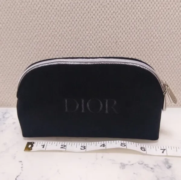 Dior Black Velvet Silver Zipper Trousse Pouch Clutch Bag - Image 9
