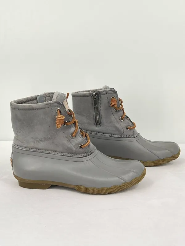 Sperry Saltwater Mainsail Leather Duck Boots Gray Size 6.5 - Image 9