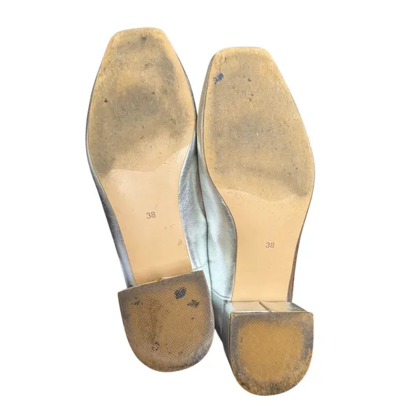 Peche Nico Heels Silver Size‎ US 7.5 /8 Mary Jane Style Strap Small Heel - Image 6