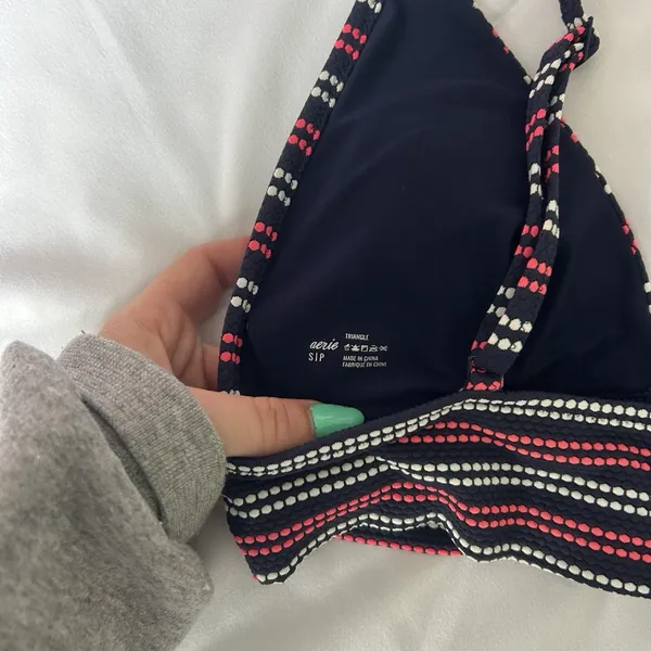 Aerie‎ Womens Size Small Bathing Suit Top Blue Pink Triangle Summer Beach - Image 5