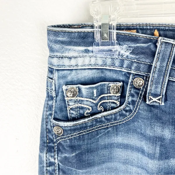 ROCK REVIVAL Alivia Blue Light Distressed Fray Hem Skinny Jeans 2 Boho Festival - Image 10