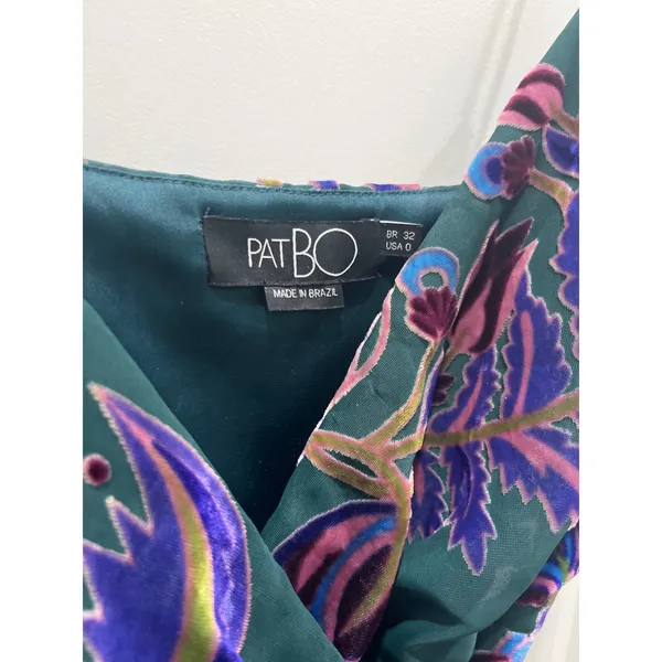 PatBO Nightflower Burnout Velvet Wrap Mini Dress Sz 0 - Image 4