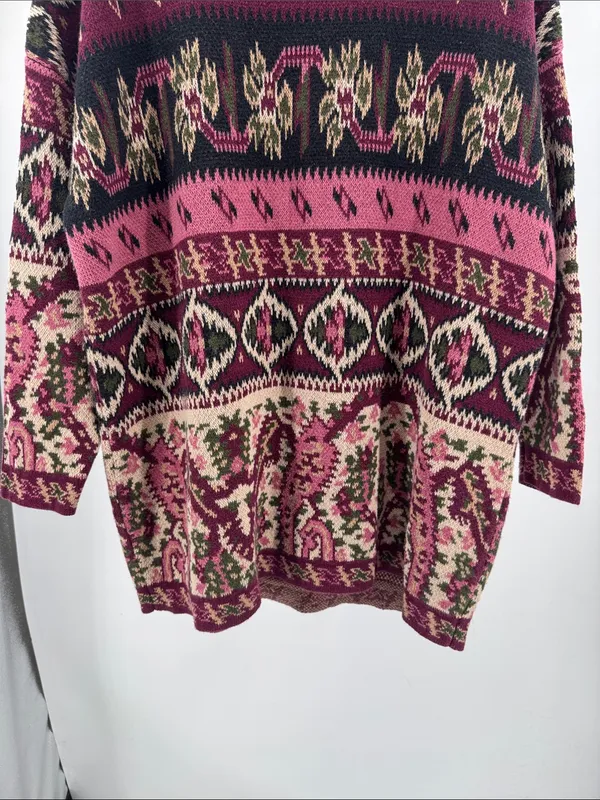 Express Tricot vintage 90s Women's floral Sweater Plum Pink M oversized retro - Image 6