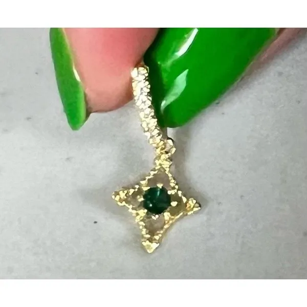 Gold Green Emerald Diamond Gemstone Dangly Cartilage Ear Body Earring Hoop Jewelry 💚✨ - Image 2