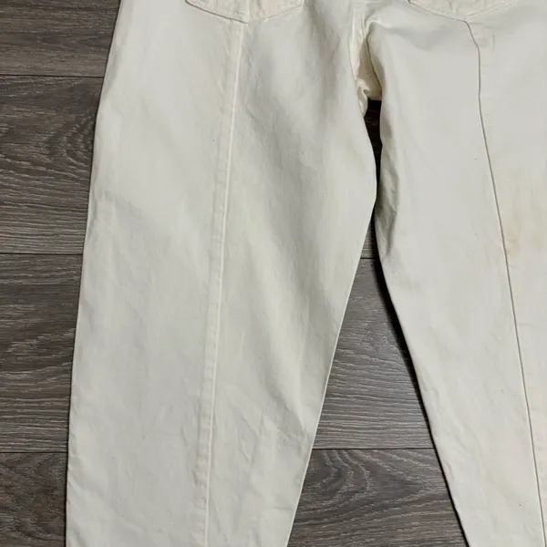 Zara The Petit Women Off White‎ Tapered High Rise Relaxed Fit Boho Jeans Size 6 - Image 7