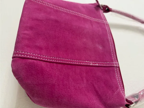 Y2K Suede Shoulder Bag in Fuchsia Pink - Image 2