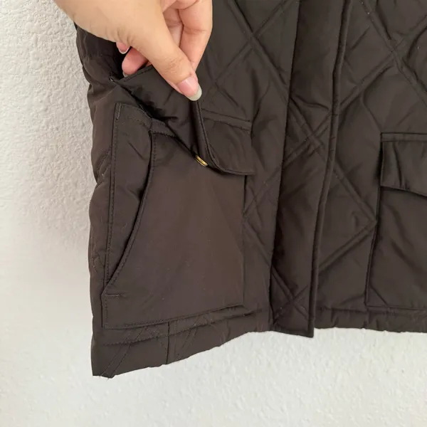 Land’s End Espresso Brown Quilted Puffer Vest Jacket Zip Up Women’s Size XS 2 4 - Image 4