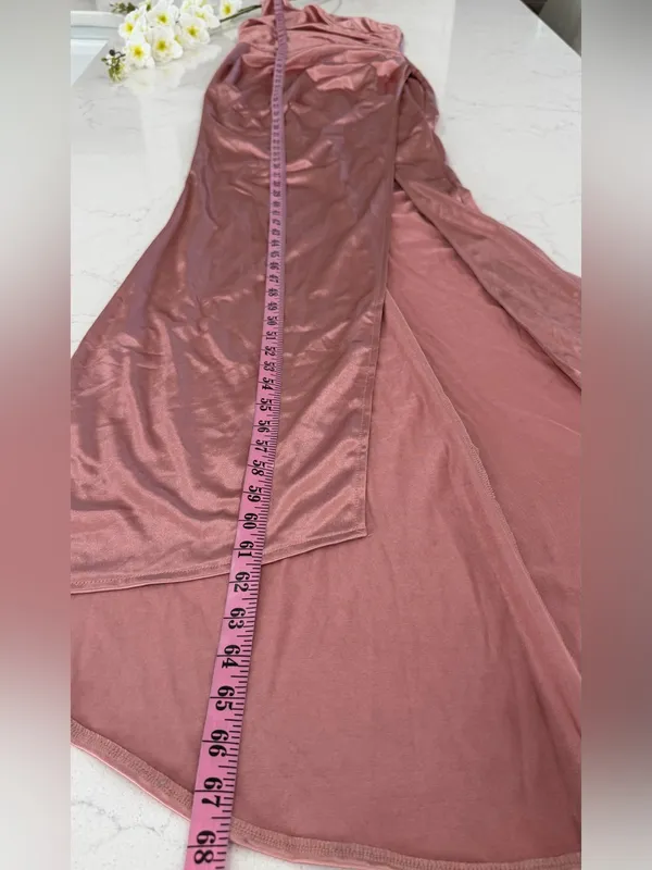 Prom One-Shoulder Satin Evening Dress in Dusty Rose - Image 4