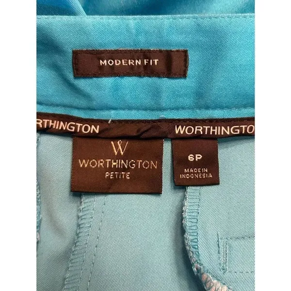 Worthington Fresh Blue Cropped Dress Pants Slim Leg Petite Size 6P NWT (8741) - Image 4