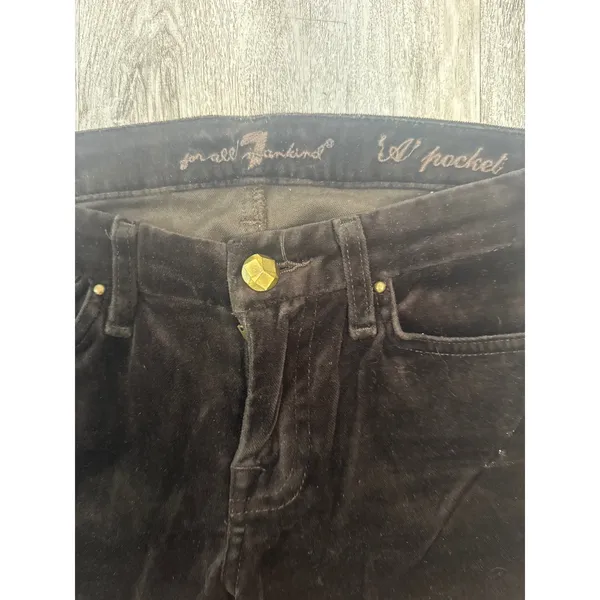 7 For All‎ Mankind A Pocket Velvet Flare Jeans Brown Low Womens Size 26 - Image 5