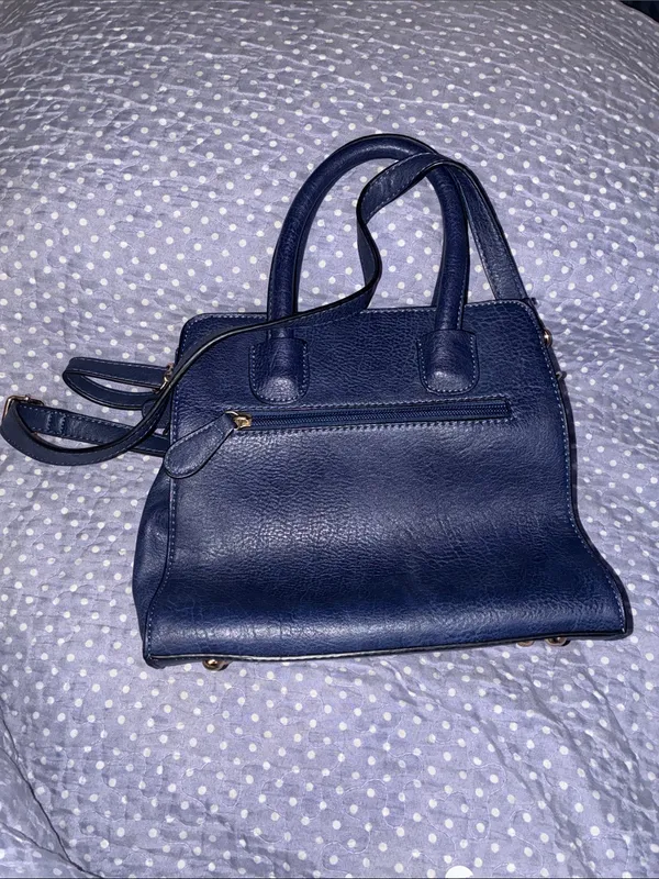 Classic Navy Blue Nautical Top-Handle Crossbody Bag Purse - Image 4